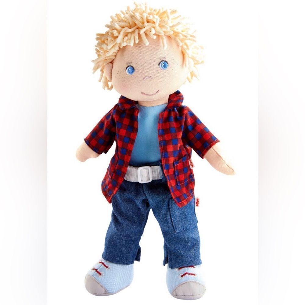 HABA Nick doll Plaid Shirt Plush Doll NWOT